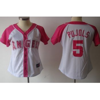 LA Angels of Anaheim #5 Albert Pujols 2012 Fashion Womens by Majestic Athletic Jersey