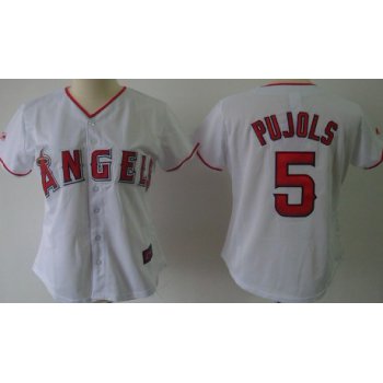 LA Angels of Anaheim #5 Albert Pujols White With Red Womens Jersey