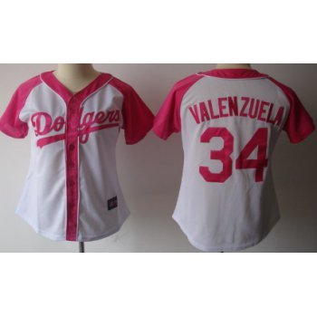 Los Angeles Dodgers #34 Fernando Valenzuela 2012 Fashion Womens by Majestic Athletic Jersey