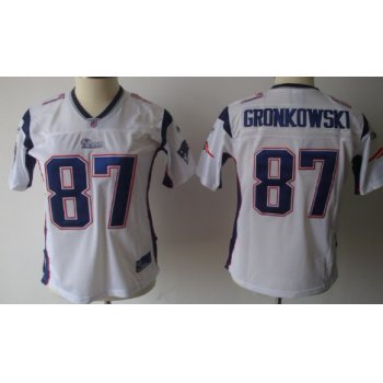 New England Patriots #87 Rob Gronkowski White Womens Team Jersey