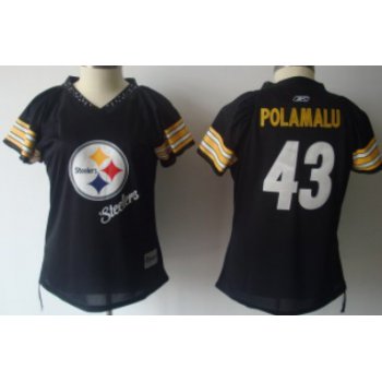 Pittsburgh Steelers #43 Troy Polamalu 2011 Black Womens Field Flirt Fashion Jersey