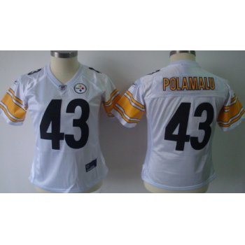 Pittsburgh Steelers #43 Troy Polamalu White Womens Team Jersey