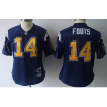 San Diego Chargers #14 Dan Fouts Navy Blue Throwback Womens Jersey