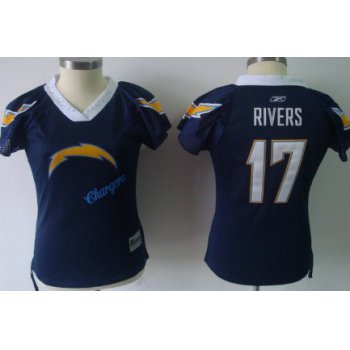 San Diego Chargers #17 Philip Rivers 2011 Navy Blue Womens Field Flirt Fashion Jersey