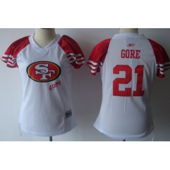 San Francisco 49ers #21 Frank Gore 2011 White Womens Field Flirt Fashion Jersey