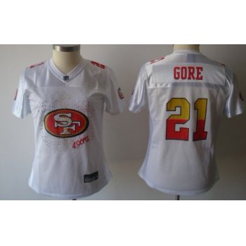 San Francisco 49ers #21 Frank Gore White Fem Fan Womens Jersey