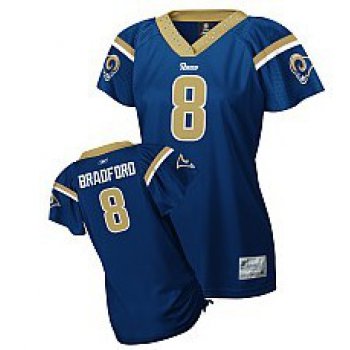 St. Louis Rams #8 Sam Bradford Blue Womens Field Flirt Fashion Jersey