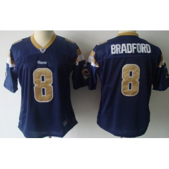 St. Louis Rams #8 Sam Bradford Navy Blue Womens Team Jersey