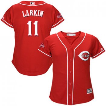 Reds #11 Barry Larkin Red Alternate Women's Stitched Baseball Jersey