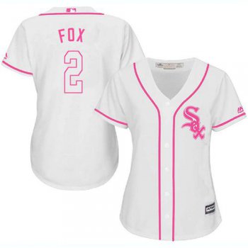 White Sox #2 Nellie Fox White Pink Fashion Women's Stitched Baseball Jersey