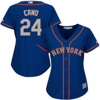 Mets #24 Robinson Cano Blue(Grey NO.) Alternate Women's Stitched Baseball Jersey