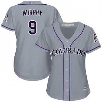 Rockies #9 Daniel Murphy Grey Road Women's Stitched Baseball Jersey