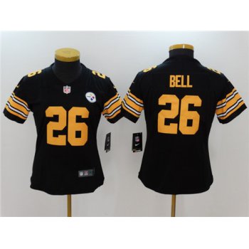 Women's Pittsburgh Steelers #26 Le'Veon Bell Black 2016 Color Rush Stitched NFL Nike Limited Jersey