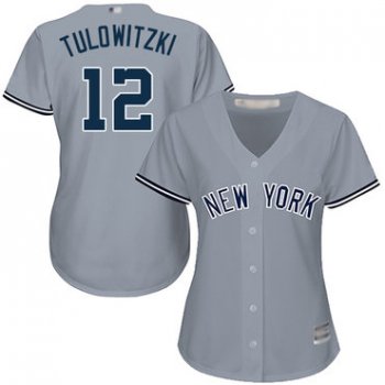 Yankees #12 Troy Tulowitzki Grey Road Women's Stitched Baseball Jersey