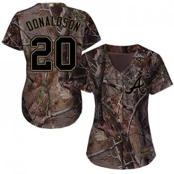 Braves #20 Josh Donaldson Camo Realtree Collection Cool Base Women's Stitched Baseball Jersey