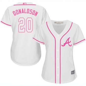 Braves #20 Josh Donaldson White Pink Fashion Women's Stitched Baseball Jersey