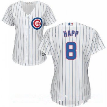 Women's Chicago Cubs #8 Ian Happ White Home Stitched MLB Majestic Cool Base Jersey