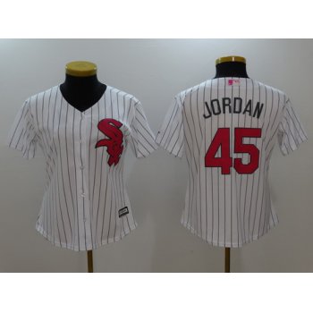 Women's Chicago White Sox #45 Michael Jordan White With Pink Mother's Day Stitched MLB Majestic Cool Base Jersey