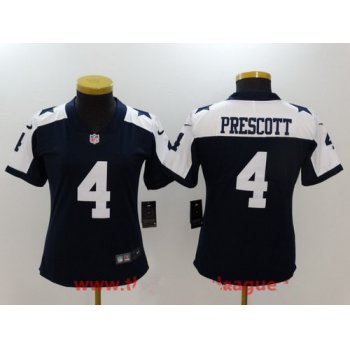 Women's Dallas Cowboys #4 Dak Prescott Navy Blue Thanksgiving 2017 Vapor Untouchable Stitched NFL Nike Limited Jersey