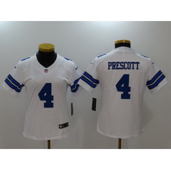 Women's Dallas Cowboys #4 Dak Prescott White 2017 Vapor Untouchable Stitched NFL Nike Limited Jersey