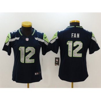 Women's Seattle Seahawks #12 12th Fan Navy Blue 2017 Vapor Untouchable Stitched NFL Nike Limited Jersey