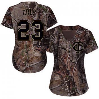 Minnesota Twins #23 Nelson Cruz Camo Realtree Collection Cool Base Women's Stitched Baseball Jersey