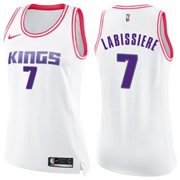 Women's Sacramento Kings #7 Skal Labissiere White Pink NBA Swingman Fashion Jersey