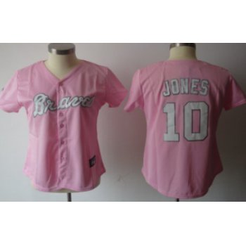 Atlanta Braves #10 Jones Pink Womens Jersey