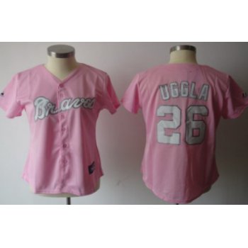 Atlanta Braves #26 Uggla Pink Womens Jersey