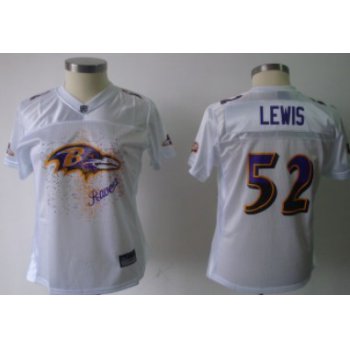 Baltimore Ravens #52 Ray Lewis White Fem Fan Womens Jersey