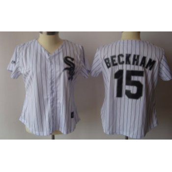 Chicago White Sox #15 Beckham White With Black Pinstripe Womens Jersey