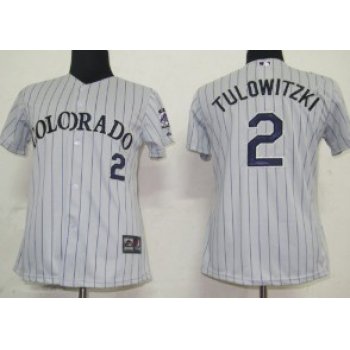 Colorado Rockies #2 Tulowitzki Gray With Purple Pinstripe Womens Jersey