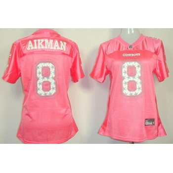 Dallas Cowboys #8 Troy Aikman Pink Star Struck Fashion Womens Jersey