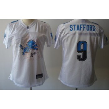 Detroit Lions #9 Matthew Stafford White Fem Fan Womens Jersey