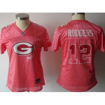 Green Bay Packers #12 Rodgers Pink FEM FAN Womens Jersey