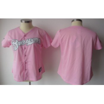 Milwaukee Brewers Blank Pink Womens Jersey