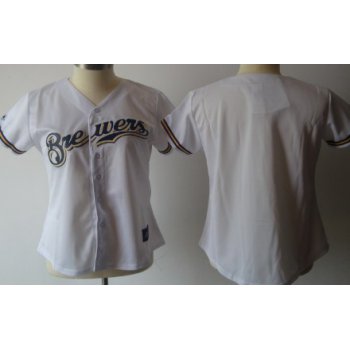 Milwaukee Brewers Blank White Womens Jersey