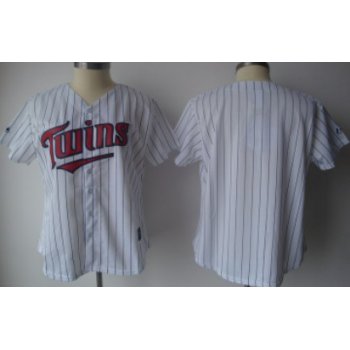 Minnesota Twins Blank White With Black Pinstripe Womens Jersey