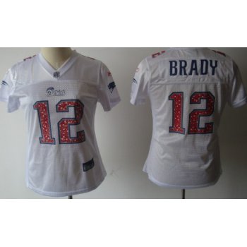 New England Patriots #12 Brady White With Red Womens Sweetheart Jersey