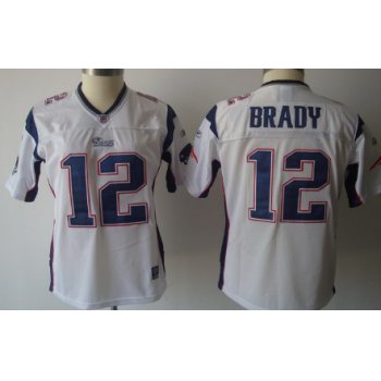 New England Patriots #12 Tom Brady White Womens Jersey