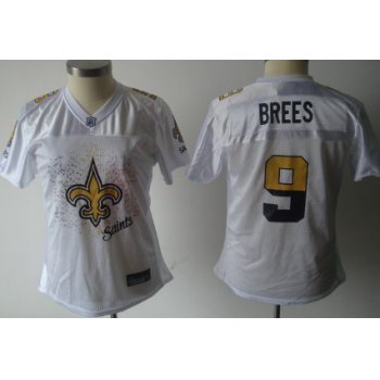 New Orleans Saints #9 Drew Brees White Fem Fan Womens Jersey