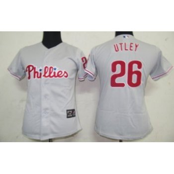 Philadelphia Phillies #26 Utley Gray Womens Jersey