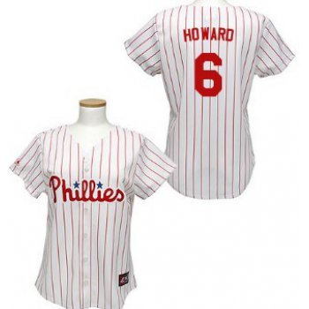 Philadelphia Phillies #6 Ryan Howard White With Red Pinstripe Womens Jersey