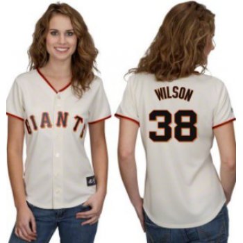 San Francisco Giants #38 Wilson Cream With Black Womens Jersey