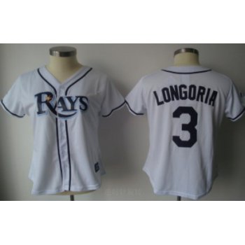 Tampa Bay Rays #3 Longoria White Womens Jersey