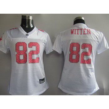 Dallas Cowboys #82 Witten White Womens Sweetheart Jersey