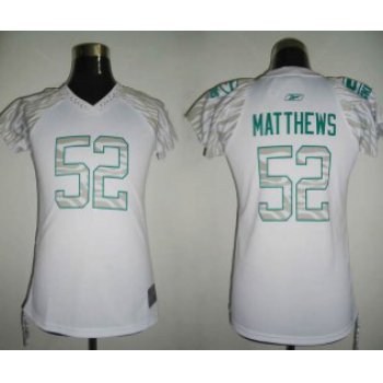 Green Bay Packers #52 MatthewsWhite Womens Zebra Field Flirt Fashion Jersey