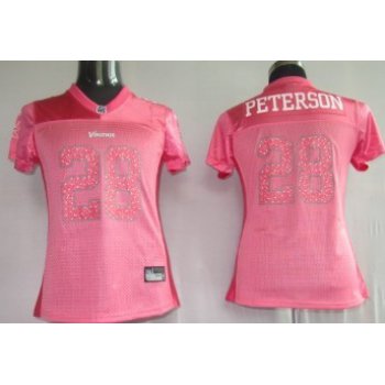 Minnesota Vikings #28 Peterson Pink Womens Sweetheart Jersey