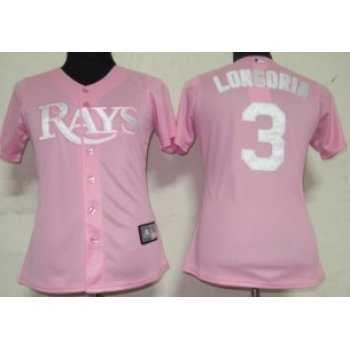 Tampa Bay Rays #3 Longoria Pink With White Womens Jersey