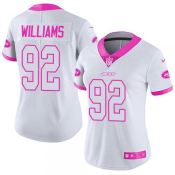 Women's New York Jets #92 Leonard Williams White Pink 2016 Color Rush Fashion NFL Nike Limited Jersey